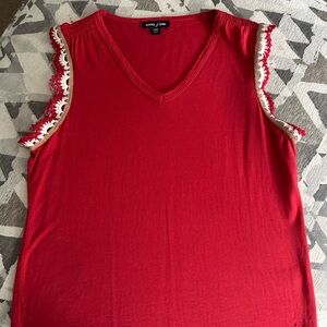 Nautica Red Ruffled Tank Top